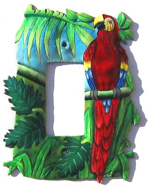 Red Parrot Toggle Switchplate - 1 Hole - Tropical Design - 5
