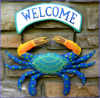 Crab Welcome Sign, Crab Wall Hanging, Garden art, Tropical Decor, Tropical Metal Art, Coastal Decor,