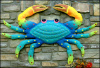 Painted Metal Art, Crab Wall Decor, 21", Blue Crab Metal Wall Art, Coastal Metal Wall Decor - Garden