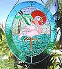 Tropical Pink Flamingo Stained Glass Suncatcher - Tropical Decor - 10" x 12"
