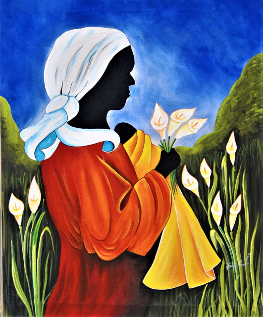Haitian Canvas Painting, Wall Art, Black Canvas Art, Hand Painted Art, 20