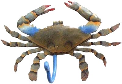 Hand Painted Metal Crab Decor - Tropical Wall Decor