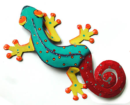 Extra Large Gecko Painted Metal Wall, Large Gecko Wall Art Outdoor