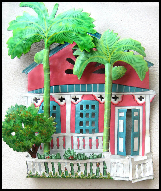 Hand Painted Metal Caribbean House Wall Decor