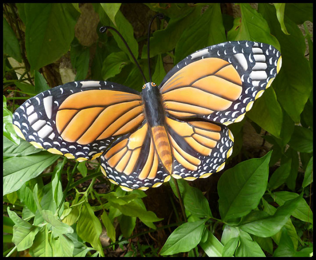 Metal Monarch Butterfly, Garden Plant Stake, Outdoor Garden Decor,  Decorative Garden Art, Metal Plant Stick - 7 x 15