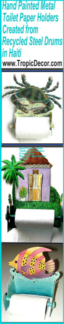 Painted Metal Toilet Paper Holders - Tropical Designs
